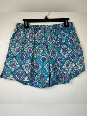 Vtg 90s Sideout Swim Trunks Mens Medium? Blue Abstract Colorful Beach Volleyball